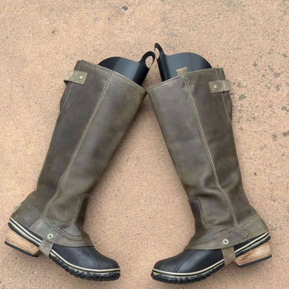 Sorel Shoes - Sorel Tivoli II Tall Waterproof Winter Boots Green Leather Rubber Size 6.5